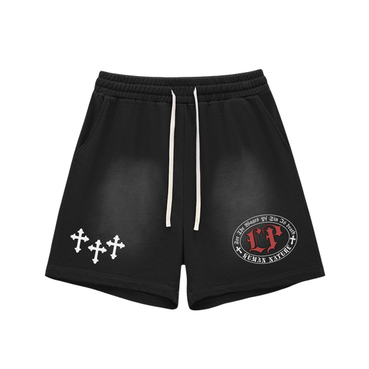 Human Nature - Sun Fade Raw Edge Cotton Shorts