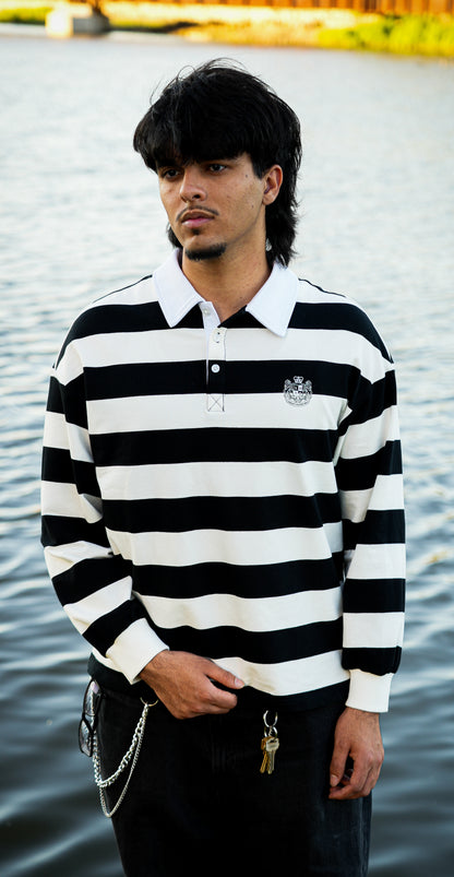 "BUILT BY GOD" Stripe Polo Shirt