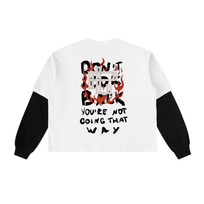 "DON'T LOOK BACK" TEE (Layered Contrast Sleeve)